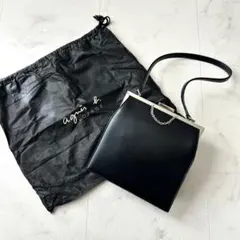 agnès b. アニエスベー 黒 レザーハンドバッグ がま口 ショッパーバッグ