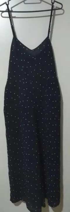 GRL 黒ドット柄 ロング サロペット オールインワン