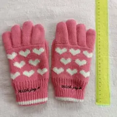 ハート模様ピンクニット手袋 約22cm