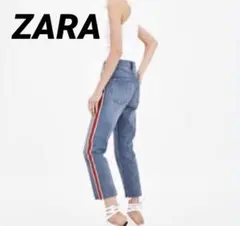 ZARA ザラ　サイドラインデニムパンツ　S ブルー