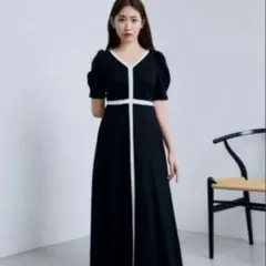Herlipto Puff Sleeve Jersey Dress(black)