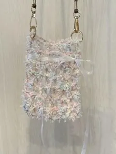 編み物 ハンドメイド パステルカラー ショルダーバッグ スマホショルダー bag