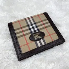 【外観美品✨】バーバリー　二つ折り財布　ノバチェック　シャドウホース　ホースロゴ