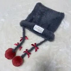 ディズニー ベルリオーズ ニット帽 おしゃれキャット グレー 赤リボン