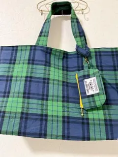 handmade⭐︎くったりリネンのマチたっぷりビッグトート⭐︎タータンチェック