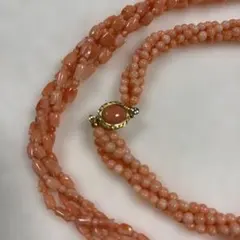 楽しみ様専用ピンク 珊瑚 4連ネックレス 約70cm ヴィンテージ