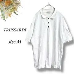 TRUSSARDI 半袖ポロシャツ Mサイズ 白 ロゴ刺繍 カジュアル 3927のサムネイル