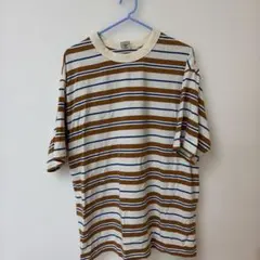 ボーダー柄 半袖Tシャツ ブラウン×ホワイト