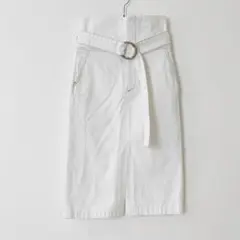 CURRENTAGE ハイウエスト ベルト付き ホワイトスカートのサムネイル