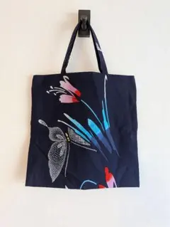 ハンドメイド＊浴衣の反物から作った 蝶々と花柄 トートバッグ エコバッグ＊