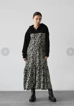 ヤマダヤ RADIATEラディエイト ゼブラ柄フード付きロングワンピース