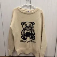HOOK テディベア ニット セーター アイボリー