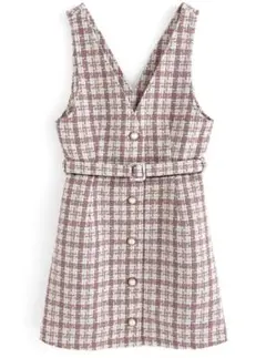 GRL ベルト付きチェック柄ツイードジャンパースカート