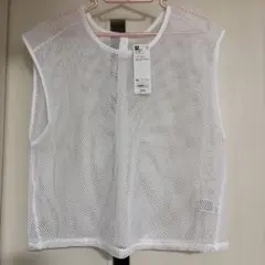 最終お値下げ⭐︎GU メッシュT ノースリーブ XL オフホワイト