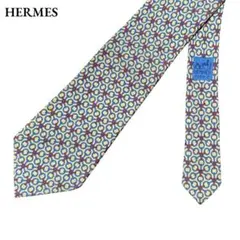 エルメス ネクタイ 7084OA シルク イエロー 黄 ジオメトリック メンズ