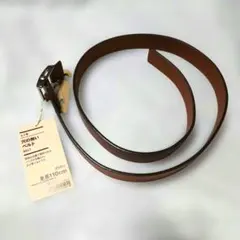【未使用】ヌメ革 穴の無いベルト ブラウン 全長110cm、無印良品のサムネイル