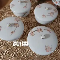 深川製 紅葉　金彩 湯飲み 4個セット