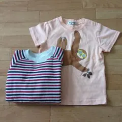 Tシャツとストライプ長袖トップスセット