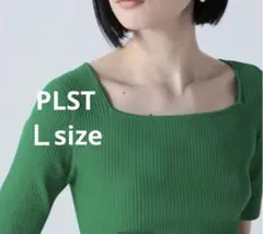 PLSTプラステビスコースブレンドスクエアネック　カットソーL 半袖ニット