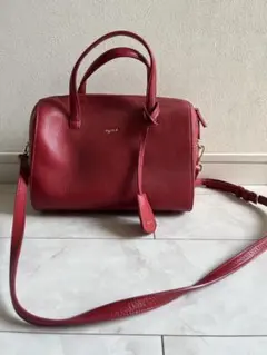 agnes b. 牛革 ミニショルダーバッグ 2way ハンドバッグ赤レッド新品
