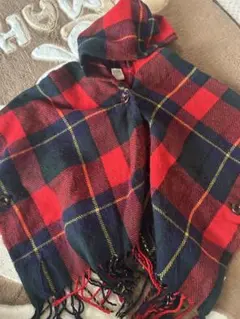 BACK NUMBER KIDS タータンチェック ポンチョ S