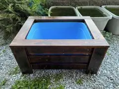 60L 木枠 焼杉 ビオトープ めだか飼育 トロ舟 - メルカリ