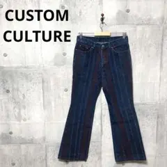 CUSTOM CULTURE メンズ ストライプ フレアデニム フレアジーンズのサムネイル