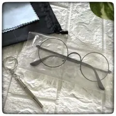 FRESE ブラック ラウンド型メガネ◆伊達 透明レンズ クラッシック メガネ