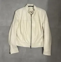 00s archive whiteレザージャケット ダブルジップ