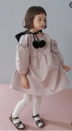 しまむら×softcheese ジャガードワンピース 長袖 ピンク 110 新品