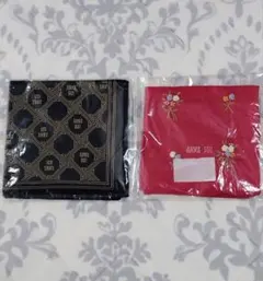 【新品】❁ANNA SUI❁ ハンカチ 2枚セット チェリーピンク 黒