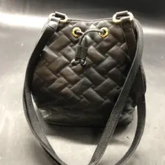 CHARLES JOURDAN ブラックレザー ショルダーバッグ