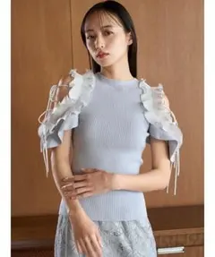 【新品未使用タグ付】25SS プリーツフリルニットプルオーバー SNIDEL