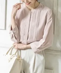 【Honeys】8分袖ピンタックブラウスGLACIER ピンク 長袖シャツ S