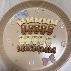 【デコパーツ】 クマさんとリボン 20個セット