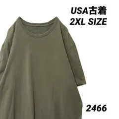 カーキ 無地 半袖 Tシャツ 2XL ビッグサイズ