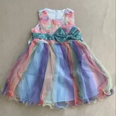 多色 レインボー ワンピース ドレス 120cm