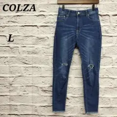 コルザ 【L】 スキニーデニムパンツ ダメージ加工 ブルーのサムネイル