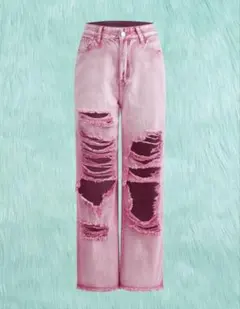 SHEIN ピンク ダメージデニムパンツ XS 完売品