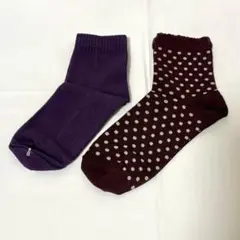 【新品】レディースソックス パープル　無地　ドット　紫