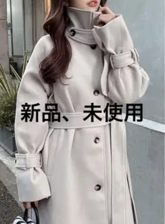 値下げ　GRL リボンベルト付きフェイクウールトレンチコート　【k9049x】