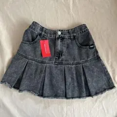 repipi armario デニムスソプリーツスカート　ケミカルブラック　L