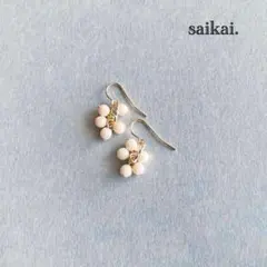 [1131]小粒チェコガラスのシンプルピアス ホワイト 白 ハンドメイド