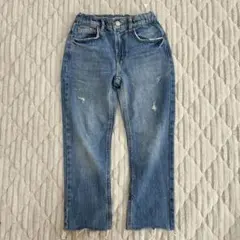 ザラ　キッズ　ダメージ　デニム　ブルー　リラックスフィット　8才　128cm