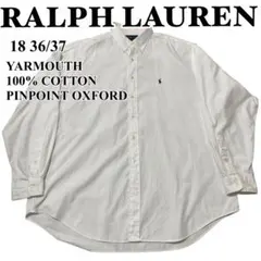 ラルフローレン　オックスフォードシャツ　長袖　ポニーロゴ　刺繍　白色　BDシャツ