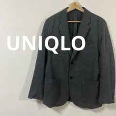 ユニクロ　コンフォート2Bジャケット　グレンチェック　Mサイズ　グレー　美品