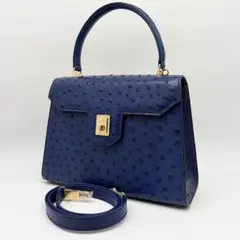 美品】HAMANO ロイヤルモデル オーストリッチ ブルーグレー 