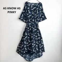 アズノウアズピンキー カットアウトワンピース 花柄 総柄 フィッシュテール 紺