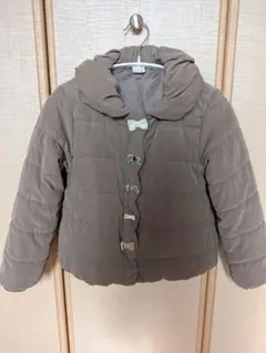 petit main リボン付き ブラウン 中綿コート130cm