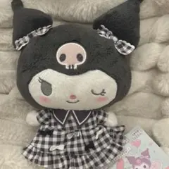 クロミ　ぬいぐるみ　プライズ　りぼん　ギンガムチェック　サンリオ　タグ付き